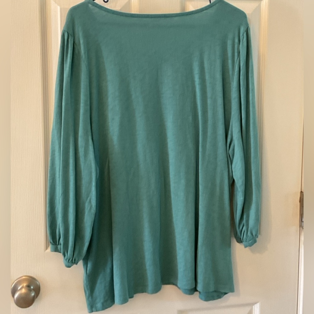 Soft Surroundings Teal 2X 3/4 Sleeve Womens Top - Picture 2 of 12